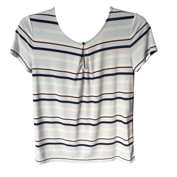 Ann Taylor Women's Multicolor Striped Short Sleeve Blouse, Small - Picture 1 of 4